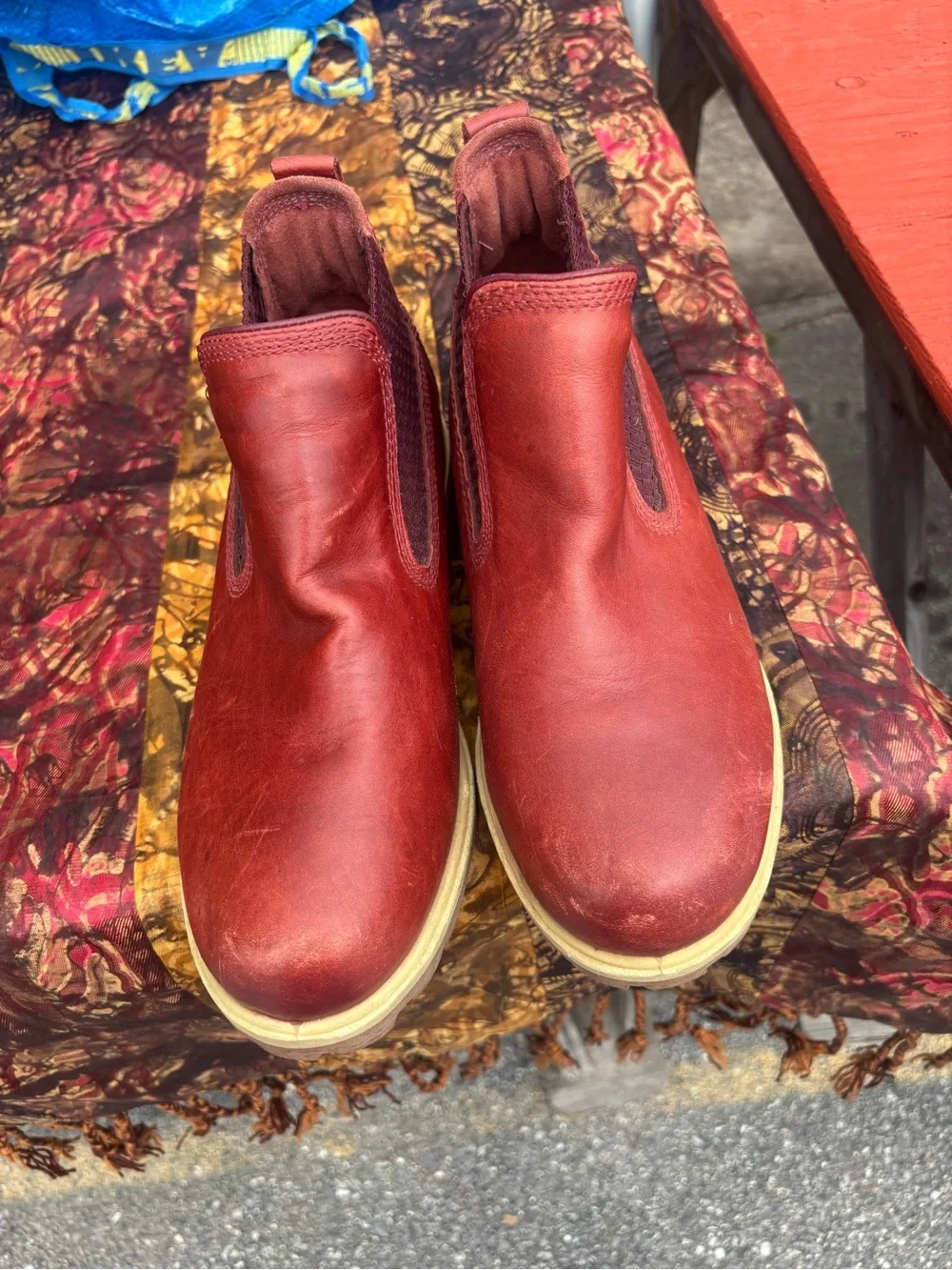 Timberland Men's Slip-On Leather Chelsea Boots - Red/rust size8.5